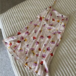 Floral Linen Dress with Ruffle Hem